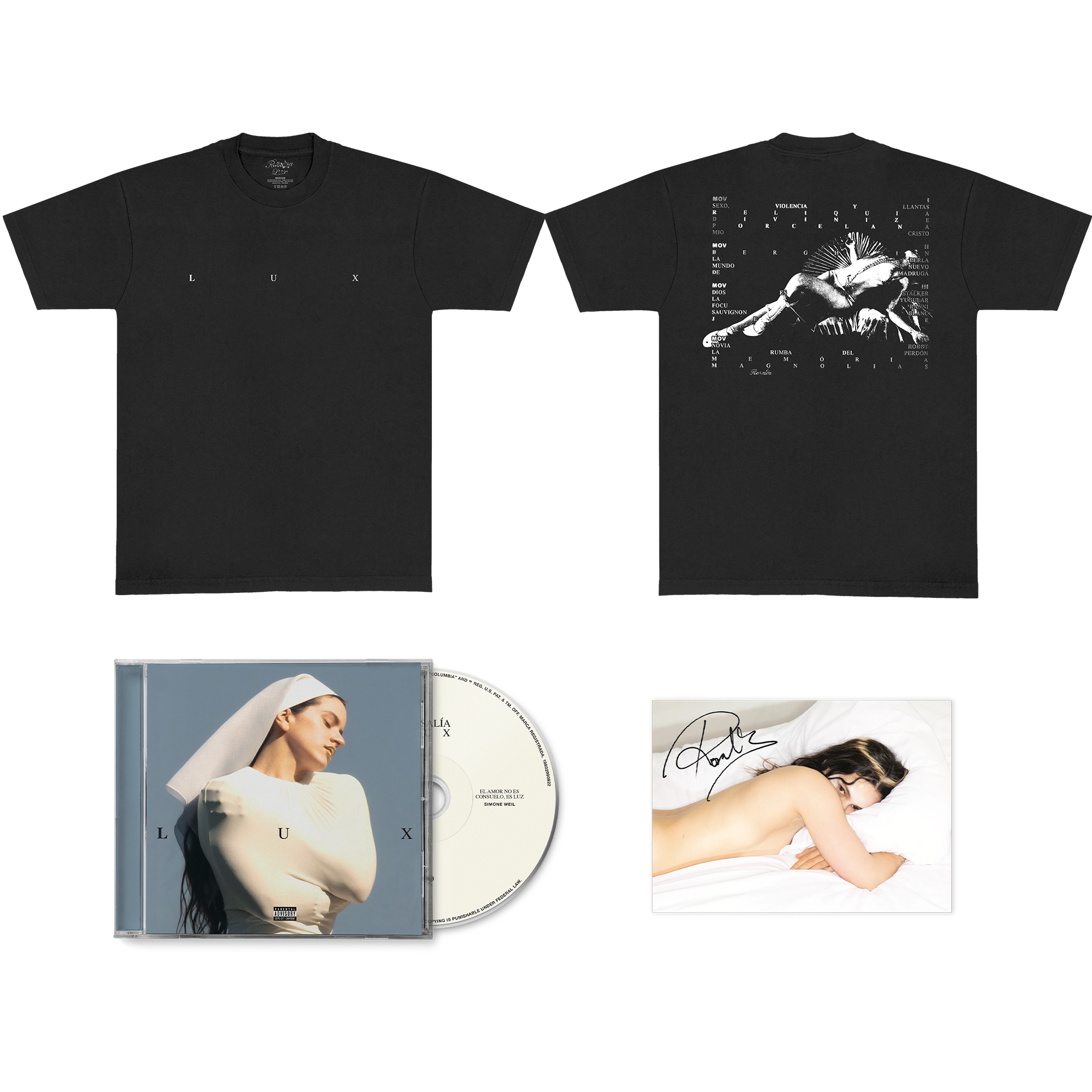 LUX Tracklist T-Shirt & CD with Limited Edition Signed Postcard