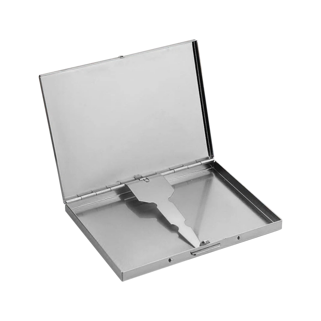 Metallic silver hinged case 