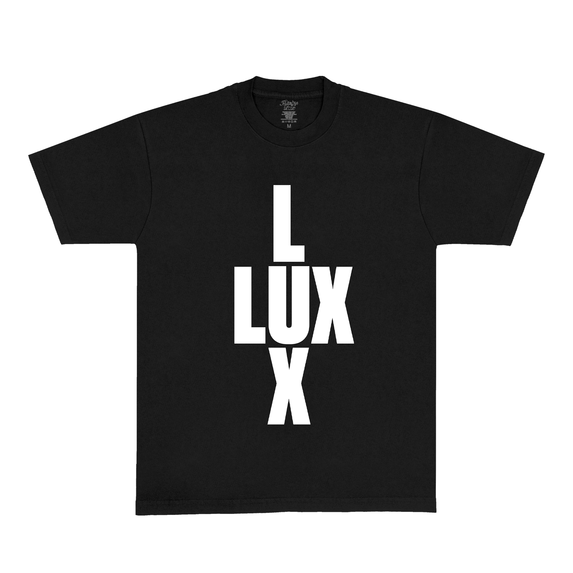 Black short-sleeve t-shirt featuring images of Rosalía arranged in a cross formation across the front.