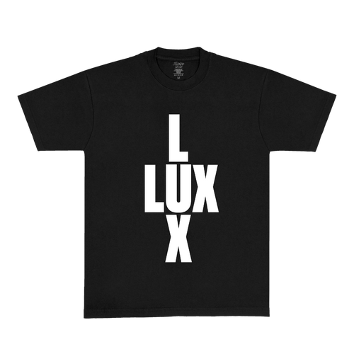 Black short-sleeve t-shirt featuring images of Rosalía arranged in a cross formation across the front.