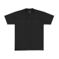 Black T-shirt with white text reading 'LUX' printed across the front