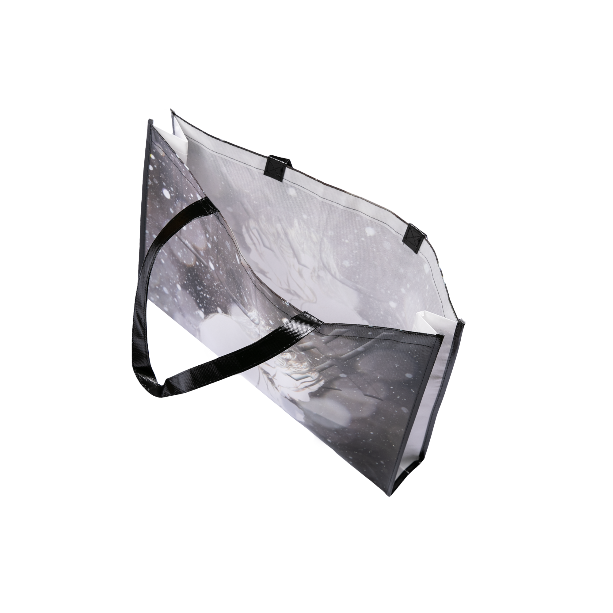 Tote bag with an abstract photo of Rosalia in a snowy landscape and LUX text