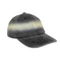 Side view of an ombre gray (halo) and black cap on a white background