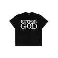 Front view of a black short-sleeve t-shirt with white text reading 'Hot for God in bold across the chest, and a smaller text underneath reading 'Rosalia Lux 2026 Tour'