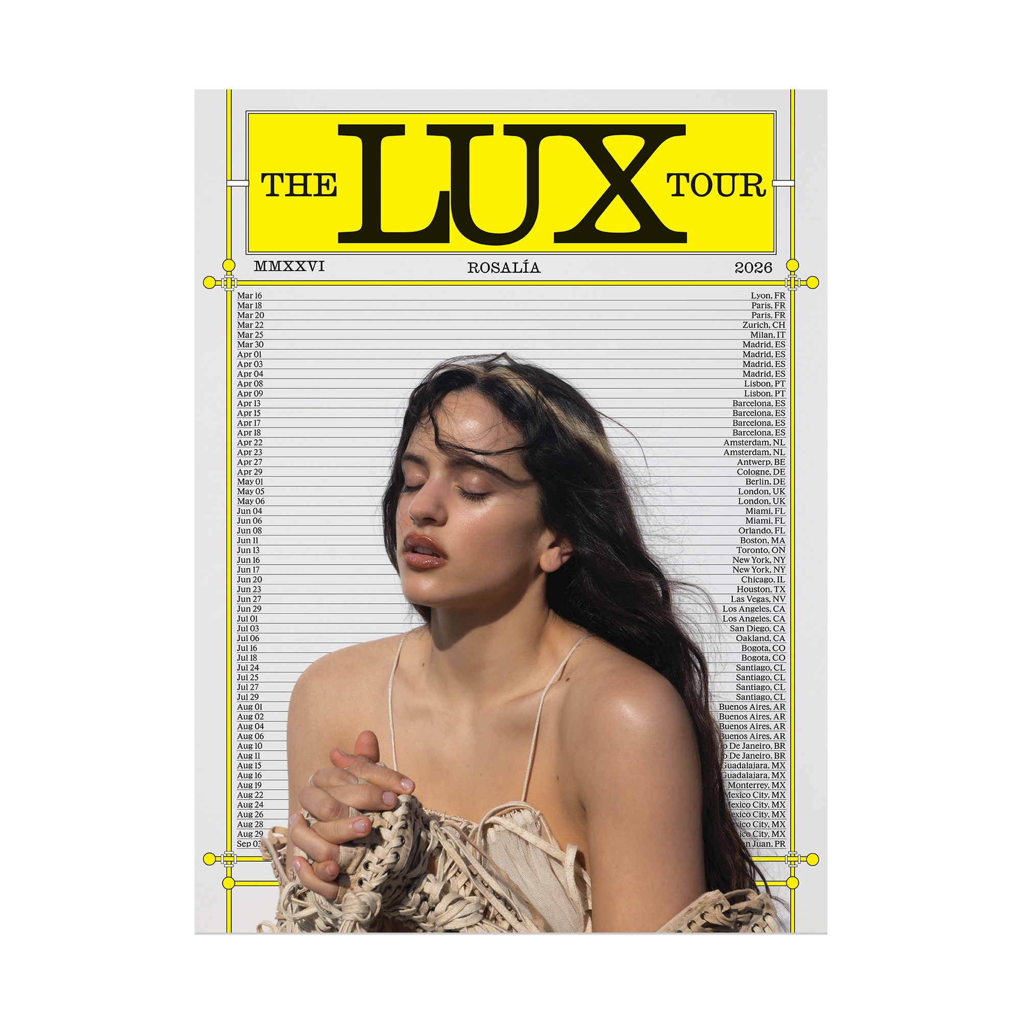 Rosalia Lux Poster featuring  the 2026 LUX tour route. 