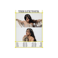 Promotional poster for 'The Lux Tour' featuring a photo of Rosalia with text and event details below.